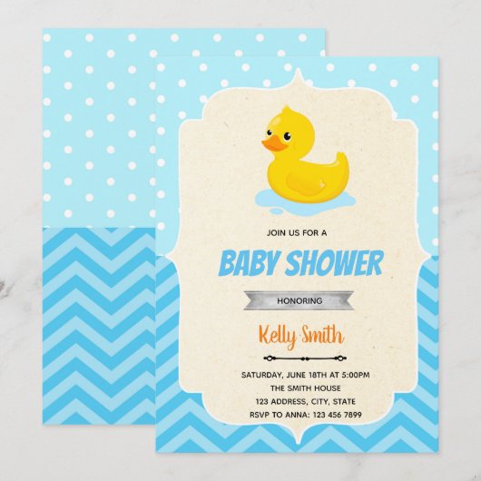 Gummiente Dusche Einladung (Vorne/Hinten)