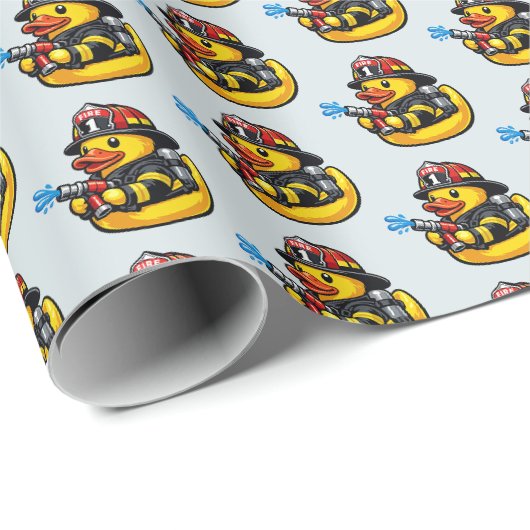 Gummiente Feuerwehrmann Geschenkpapier (Rolleneckpunkt)