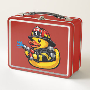 Gummiente Feuerwehrmann Metall Brotdose