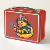 Gummiente Feuerwehrmann Metall Brotdose (Rückseite)