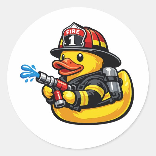 Gummiente Feuerwehrmann Runder Aufkleber (Vorderseite)