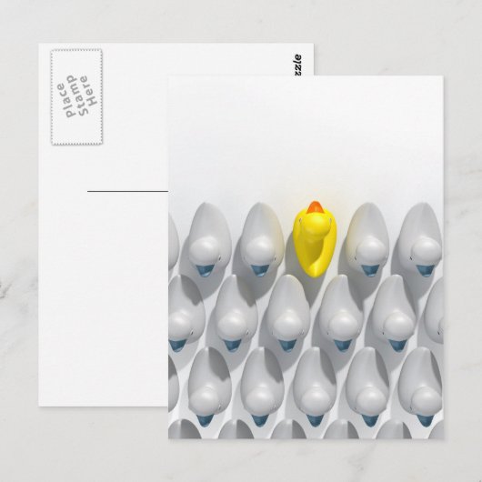 Gummiente gegen den Fluss Postkarte (Vorne/Hinten)