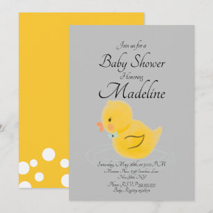 Gummiente Grau Aquarelliert Baby Shower Einladung