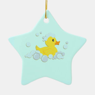 Gummiente in Blasen Keramikornament