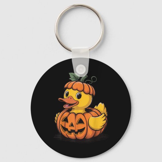 Gummiente Kürbis Halloween Schlüsselanhänger (Vorderseite)
