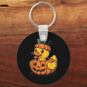Gummiente Kürbis Halloween Schlüsselanhänger (Vorderseite)