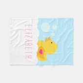 Gummiente mit rosa Herz Fleecedecke (Vorderseite (Horizontal))