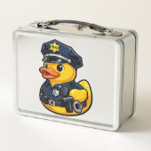 Gummiente Polizeibeamter Metall Brotdose (Rückseite)