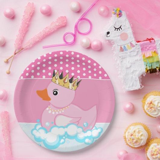 Gummiente (rosa) Geburtstagspartikelplatte Pappteller (Party)