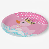 Gummiente (rosa) Geburtstagspartikelplatte Pappteller (Schrägansicht)