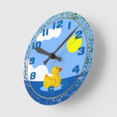 Gummiente Runde Wanduhr (Winkel)