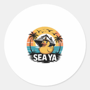Gummiente Sea Ya Kreuzfahrtschiff Urlaub Familienm Runder Aufkleber