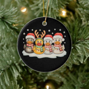 Gummiente Squad Santa Rentier Weihnachtslichter Keramik Ornament