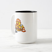 Gummiente Straßenarbeiter Zweifarbige Tasse (Vorderseite Links)