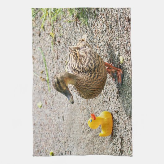 Gummiente und Mutter-Ente Küchentuch (Vertikal)