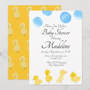Gummiente Wasserfarbe bemalt Baby Shower Einladung