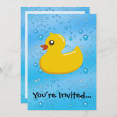 Gummienten-Blau sprudelt personalisierte Kinder Einladung (Vorne/Hinten)