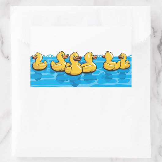 Gummienten im Bad Rechteckiger Aufkleber (Tasche)