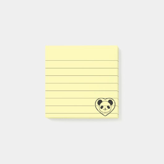 Gummigestanzter Panda-Bär und -Bär mit einer Stärk Post-it Klebezettel (Vorderseite)