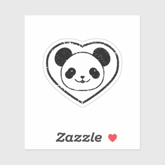 Gummigestanzter Panda-Bär und Herz Aufkleber (Blatt)