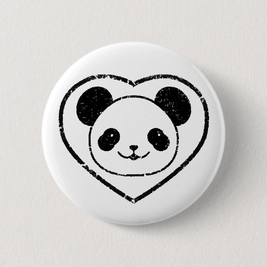 Gummigestanzter Panda-Bär und Herz Button (Vorderseite)