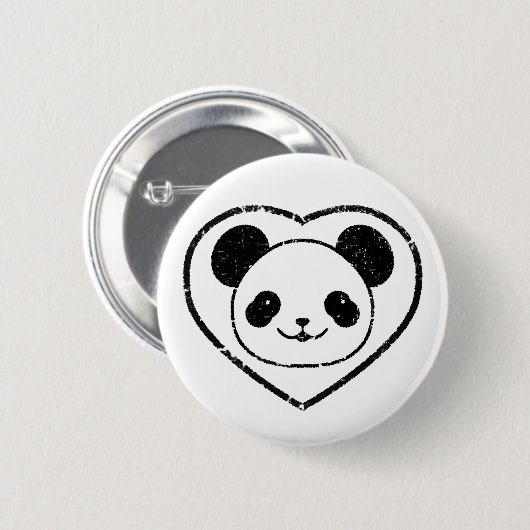 Gummigestanzter Panda-Bär und Herz Button (Vorne & Hinten)