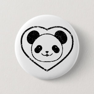 Gummigestanzter Panda-Bär und Herz Button