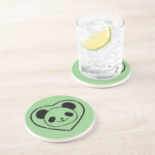 Gummigestanzter Panda-Bär und Herz Getränkeuntersetzer (Seite)