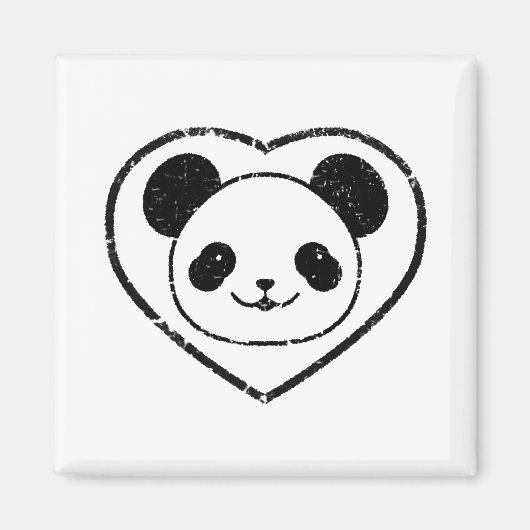 Gummigestanzter Panda-Bär und Herz Magnet (Vorne)