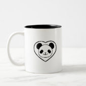 Gummigestanzter Panda-Bär und Herz Zweifarbige Tasse (Links)