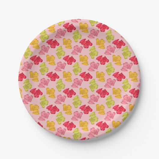 Gummikühe Tropisches Obst Pink Pappteller (Vorderseite)