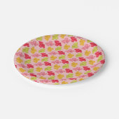 Gummikühe Tropisches Obst Pink Pappteller (Schrägansicht)