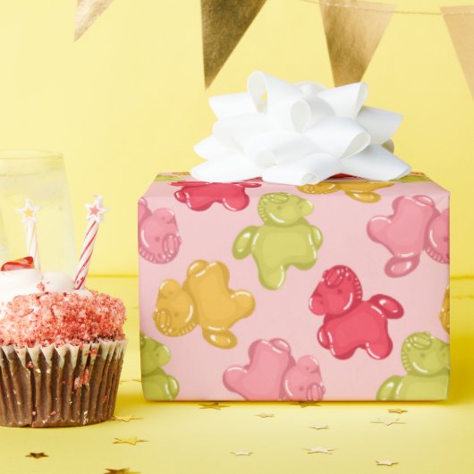 Gummipferd Rosa Tropisches Obst Geschenkpapier (Geburtstagsparty)