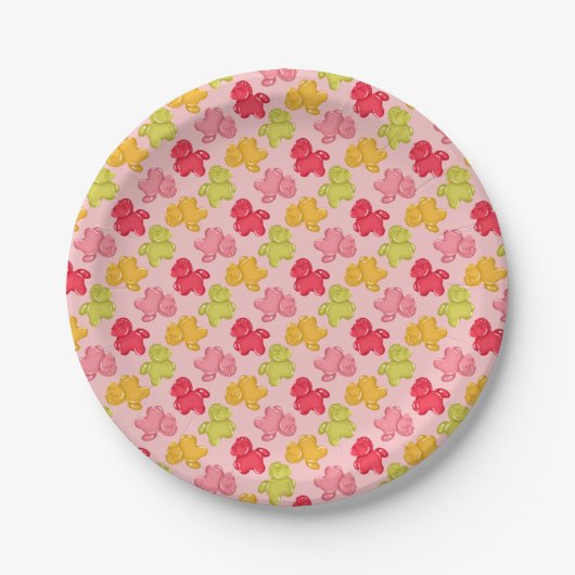Gummipferde Tropisches Obst Pink Pappteller (Vorderseite)