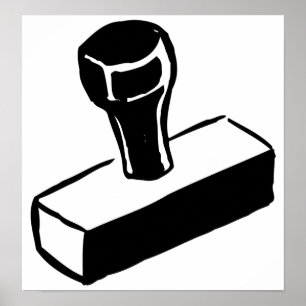 Gummistempel-Symbol Schwarz-Weiß-Bürogerät Poster