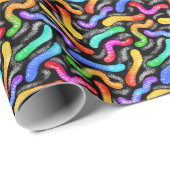 Gummiwurm-Geschenkpapier in Regenbogenfarben Geschenkpapier (Rolleneckpunkt)