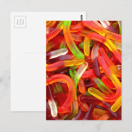 Gummiwurm Postkarte (Vorne/Hinten)