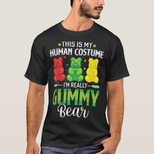 Gummy Bär mein menschliches Kostüm Funny Candy Hal T-Shirt (Vorderseite)
