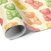 Gummy Bears Mint Pink Yellow Fruit Birthday Geschenkpapier (Rolleneckpunkt)