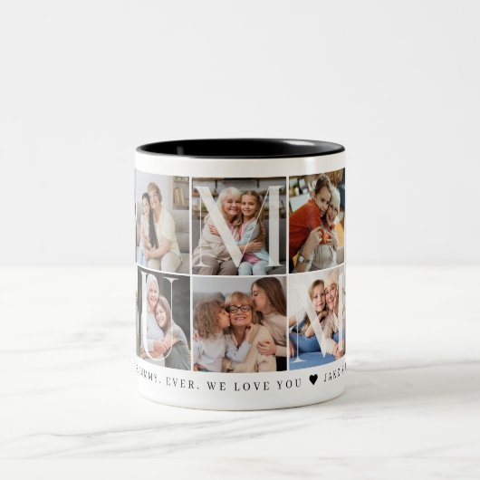 Gummy Collage, 10 Foto Gitter, Geschenk für Oma Zweifarbige Tasse (Mittel)