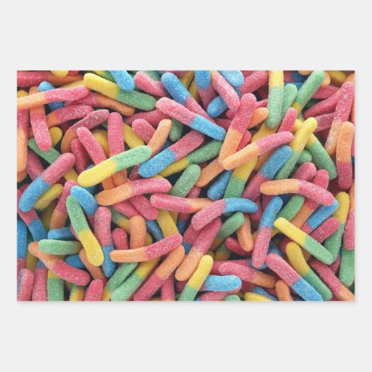 Gummy Worms Wrapping Paper Geschenkpapier Set (Vorderseite 2)