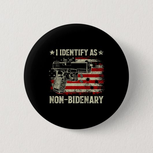 Gun American Flag Funny I identifiziert als nicht Button (Vorderseite)