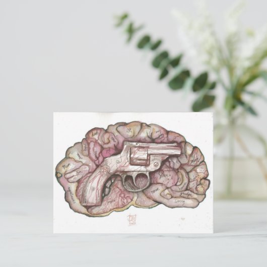Gun Brain Postkarte (Stehend Vorderseite)