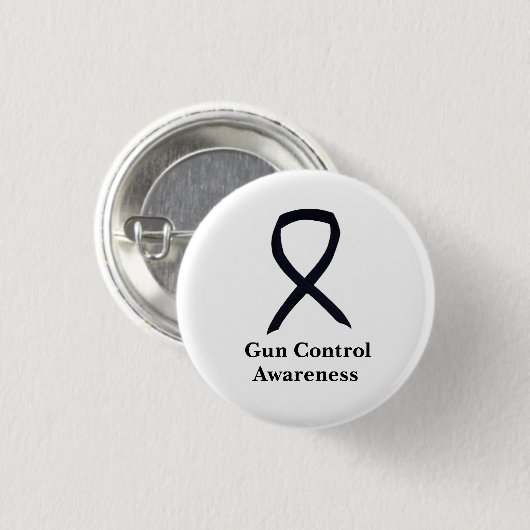 Gun Control Awareness Black Ribbon Button Pin (Vorne & Hinten)