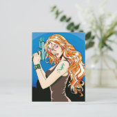 Gun Girl Orange Postkarte (Stehend Vorderseite)