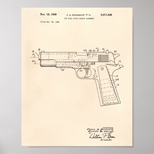 Gun Head Space 1968 Patent Art Old Peper Poster (Vorne)
