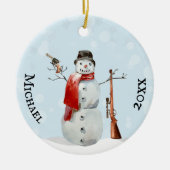 Gun Lover Shooting Shooter Snowman Keramik Ornament (Vorne)