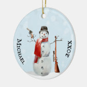 Gun Lover Shooting Shooter Snowman Keramik Ornament (Links)
