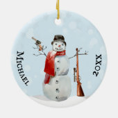 Gun Lover Shooting Shooter Snowman Keramik Ornament (Hinten)
