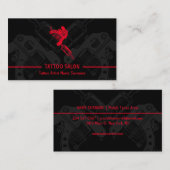 Gun Minimalist Modern Black Red Tattoo Visitenkarte (Vorne/Hinten)